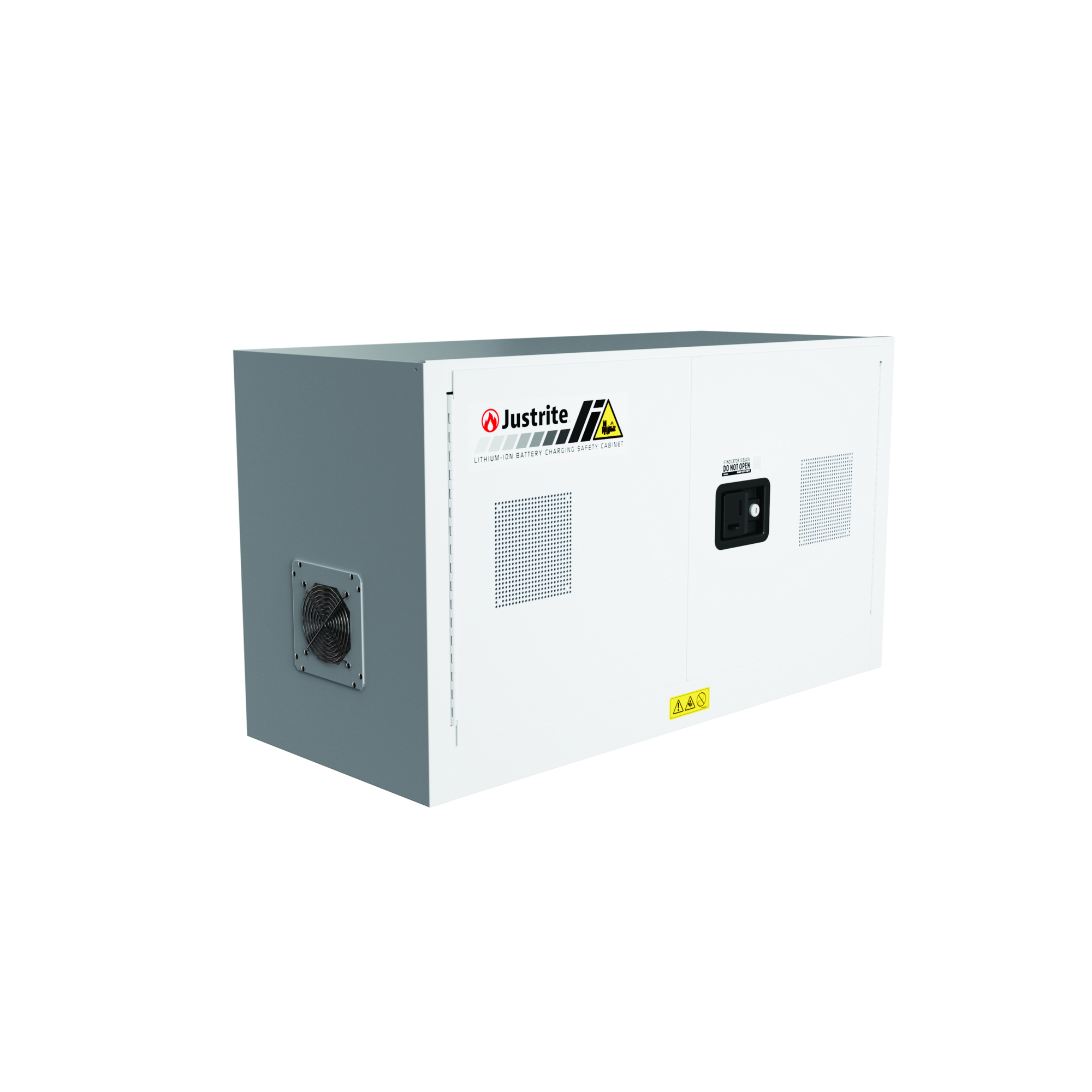 Justrite Lithium-Ion Battery Charging Cabinet — 4kWh, 2 Doors, Manual Close, Gray, Model# 231703